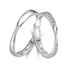 GENERICO - Anillos parejas ajustables amor ilusión plata 925