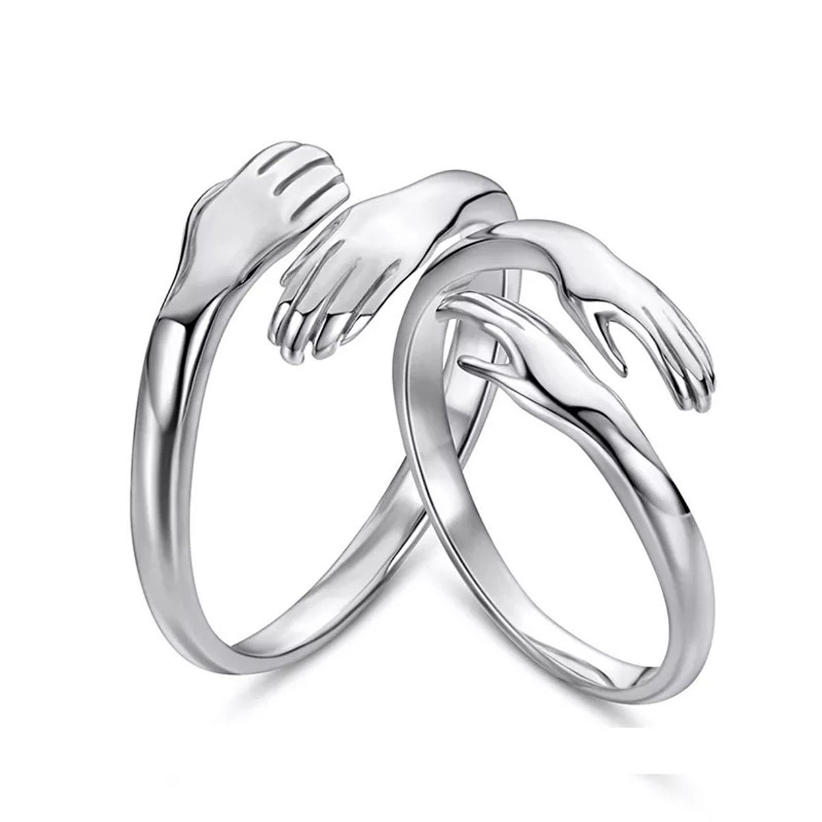 GENERICO - Anillos parejas ajustables amor abrazo ilusión plata 925