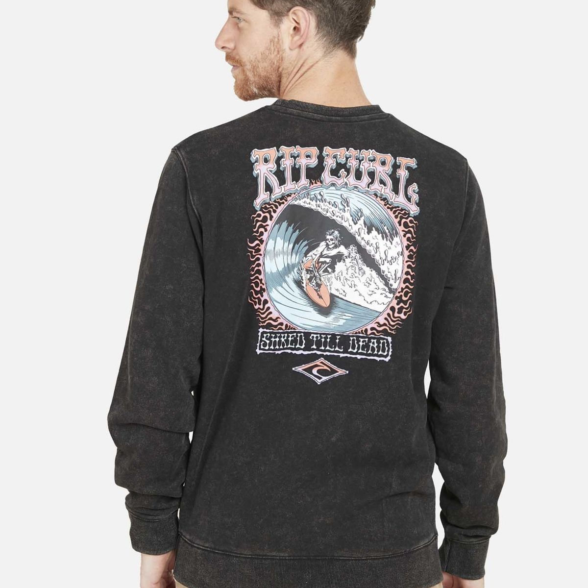 RIP CURL - Poleron SHRED TILL DEAD CREW Hombre Negro Rip Curl