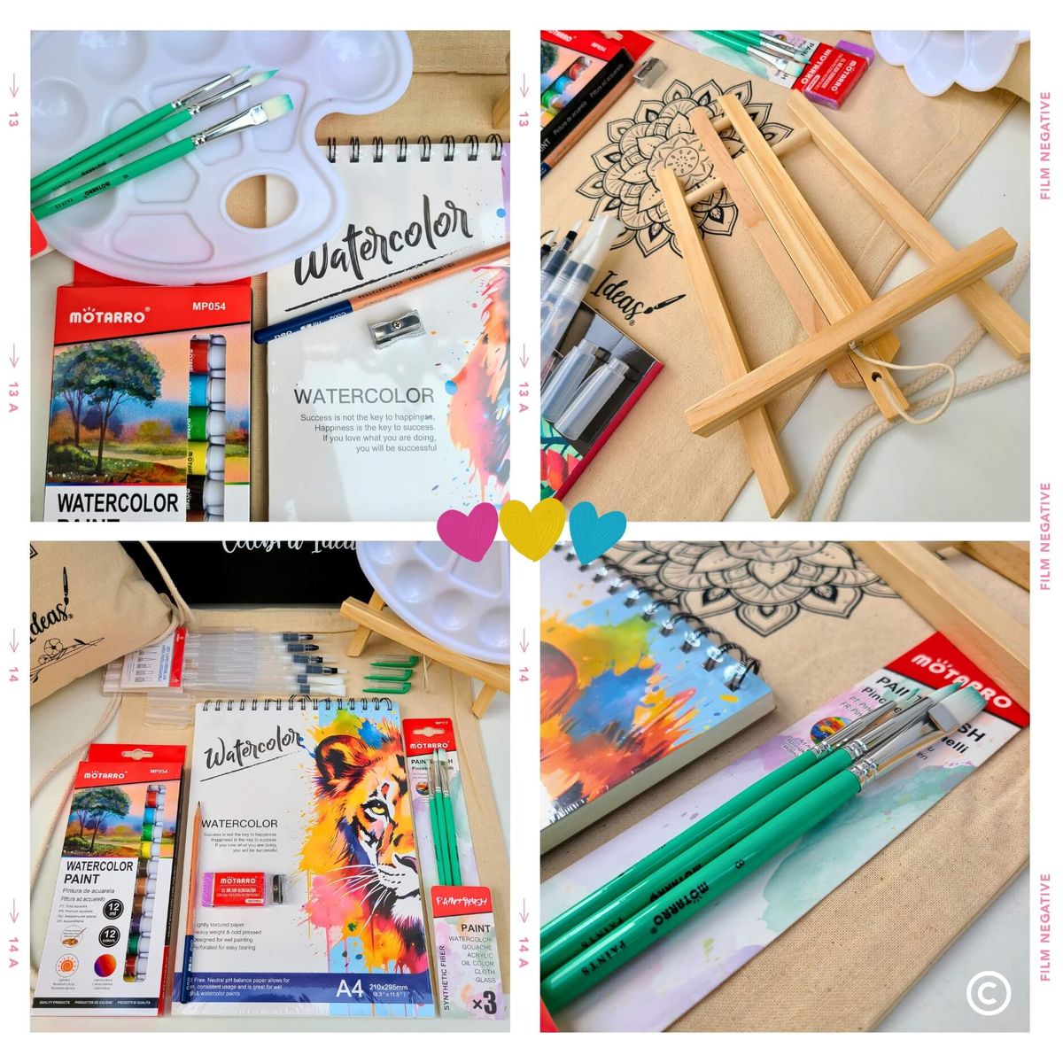 CELEBRA IDEAS - Set kit de Arte con Pinturas Acuarelas con atril croquera y pinceles recargables
