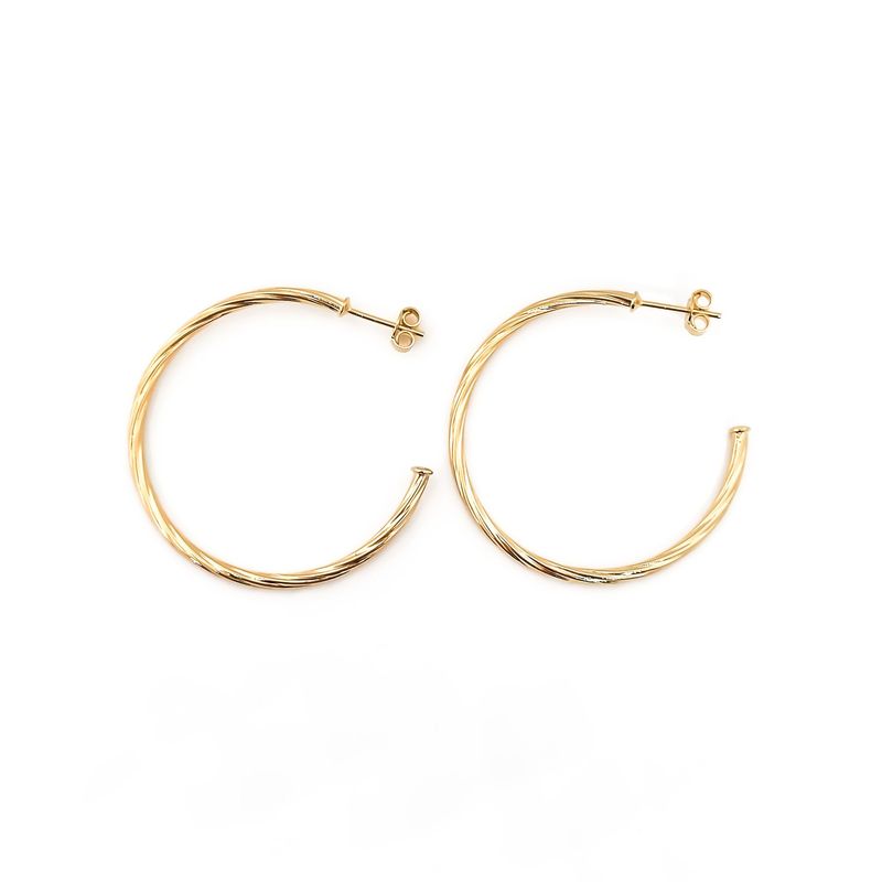 ANDREA COGGIOLA JOYAS - Aros Argollas Torcidas 40mm Enchapado Oro 18K