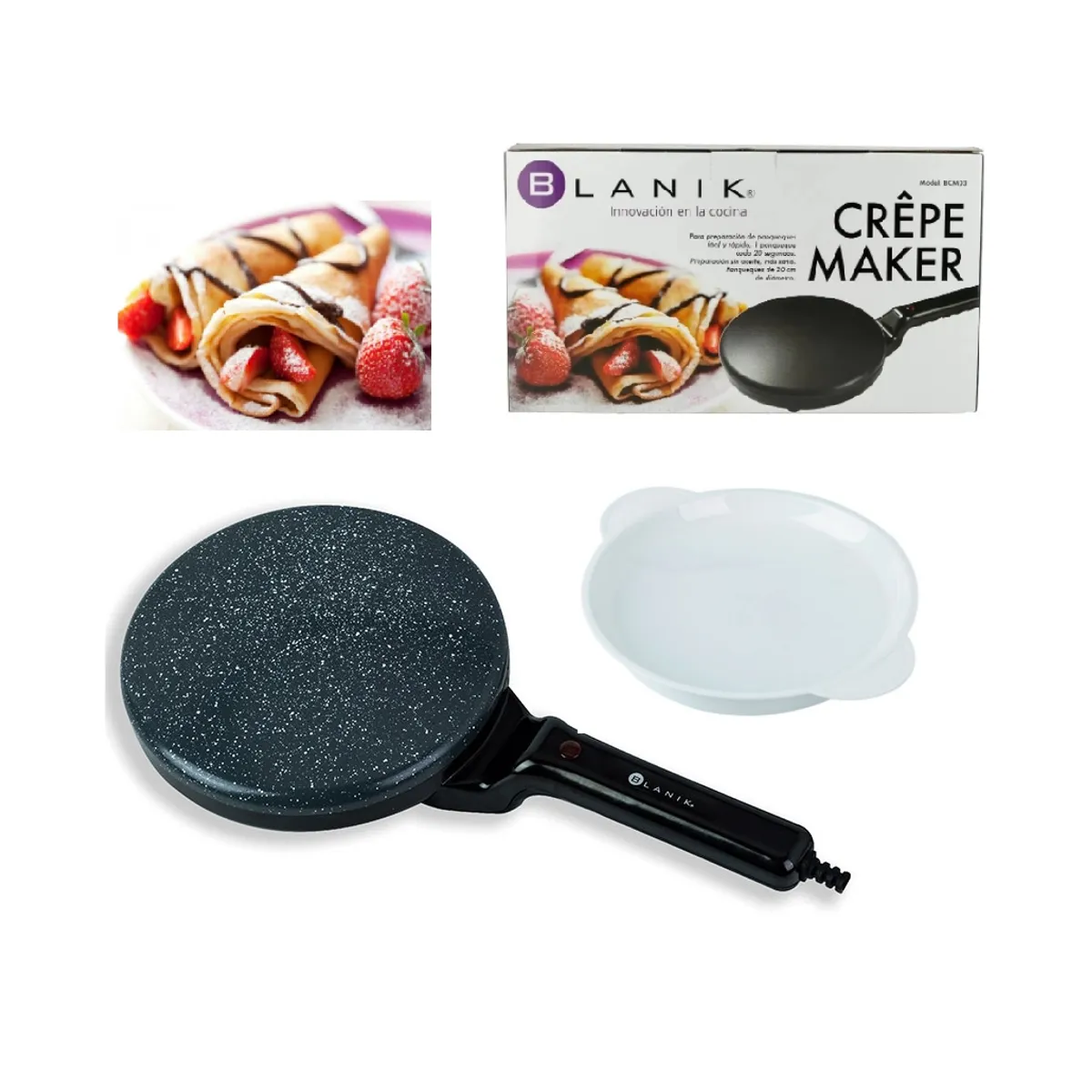 BLANIK - Maquina Crepes Panquequera Crepe Maker Blanik BCM03 Antiadherente