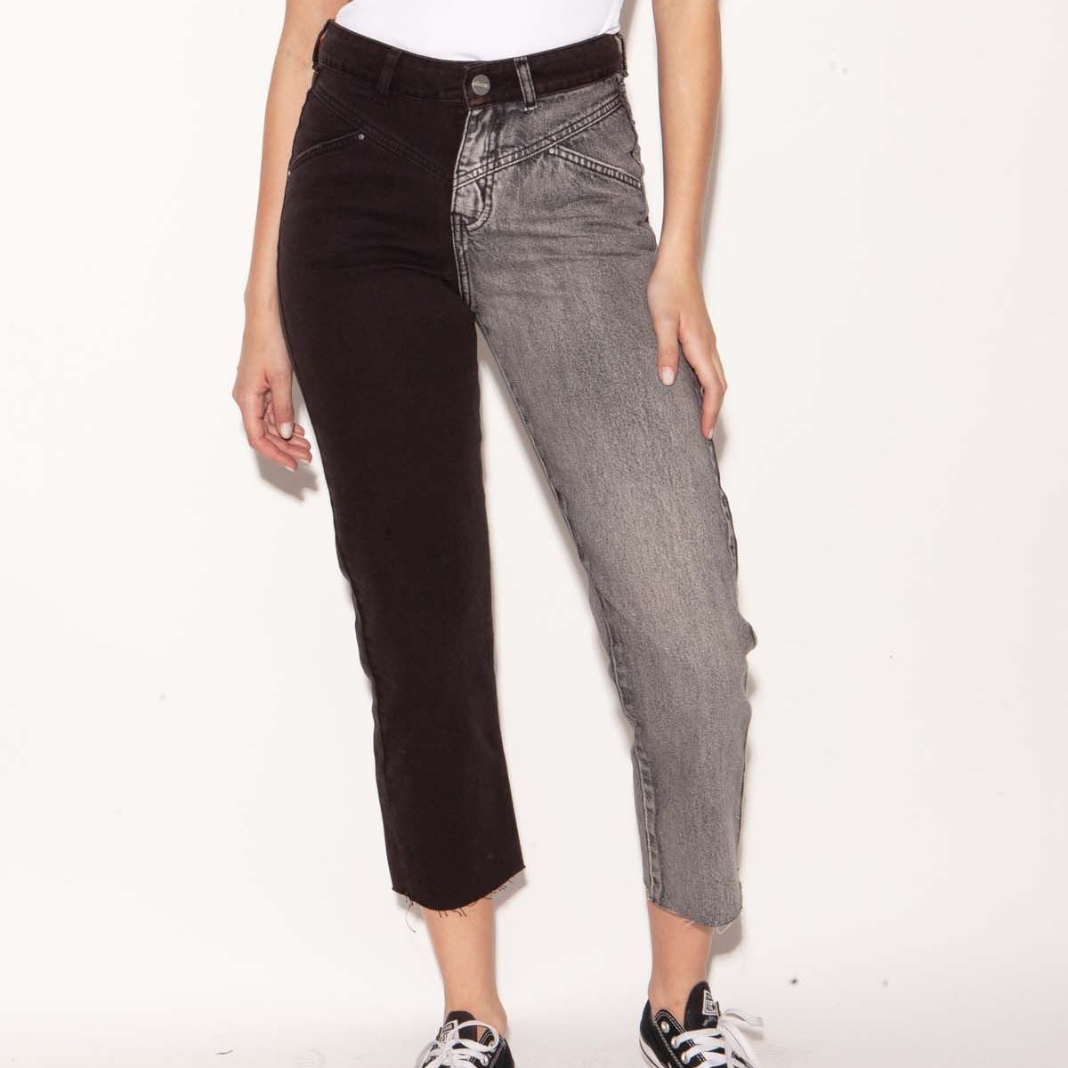 MOMCHIC - Jeans Rebeca Bicolor Negro