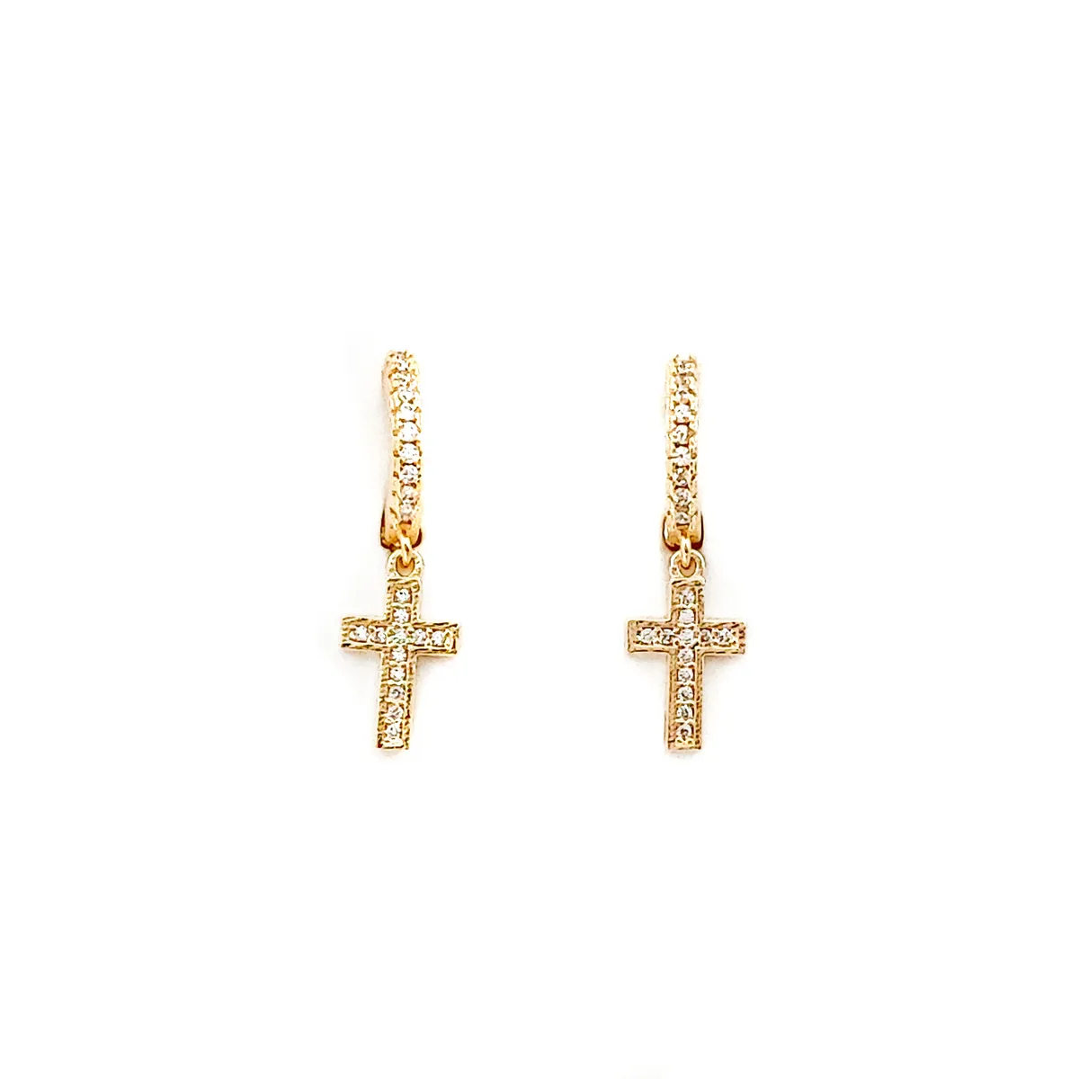 COGGIOLA - Aros Argolla Cruz Circón Enchapado Oro 18K