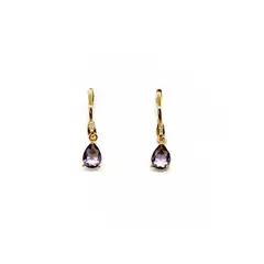 COGGIOLA - Aros Argollas Gota Circón Morado Enchapado Oro 18K