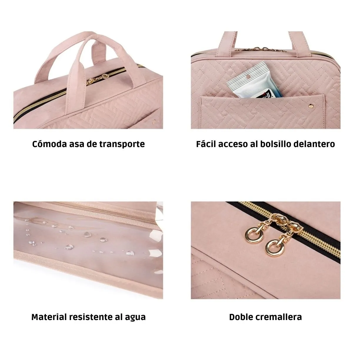 BAGSMART - Bagsmart Neceser de Viaje Bonchemin con Gancho Grande Rosado