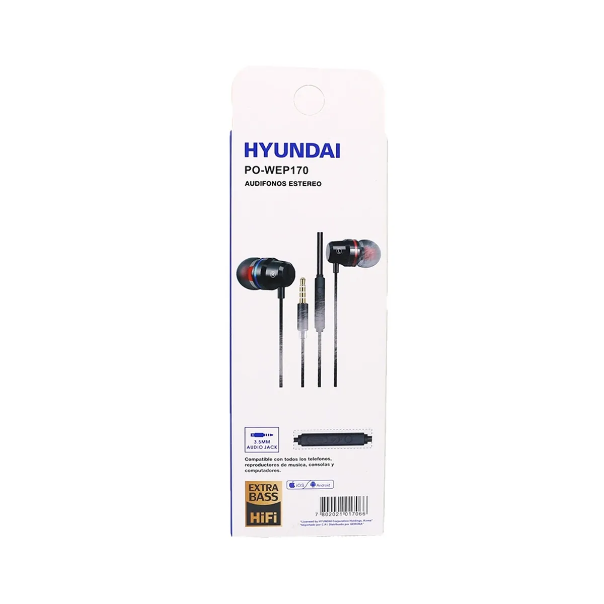 HYUNDAI - Audífono con Cable color negro