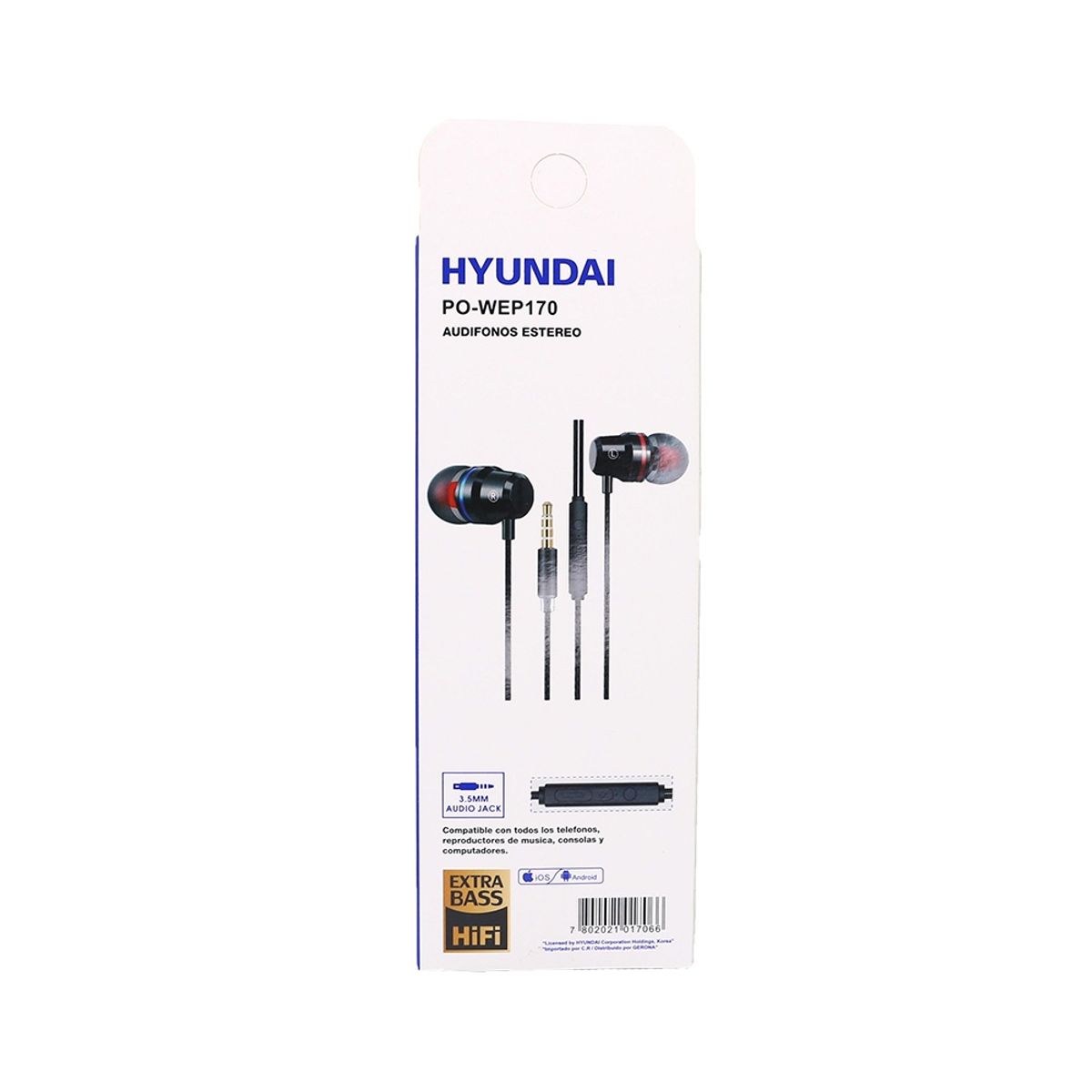 HYUNDAI - Audífono con Cable color negro