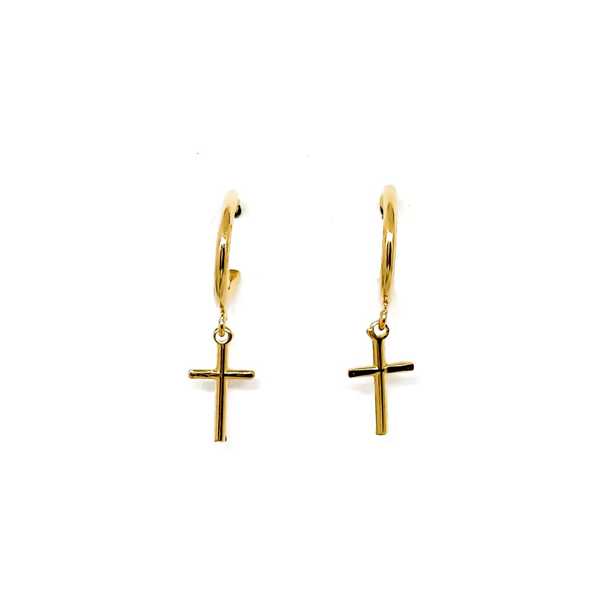 COGGIOLA - Aros Argollas 13mm Cruz Colgante Enchapado Oro 18K
