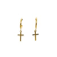 Aros Argollas 13mm Cruz Colgante Enchapado Oro 18K