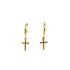 COGGIOLA - Aros Argollas 13mm Cruz Colgante Enchapado Oro 18K