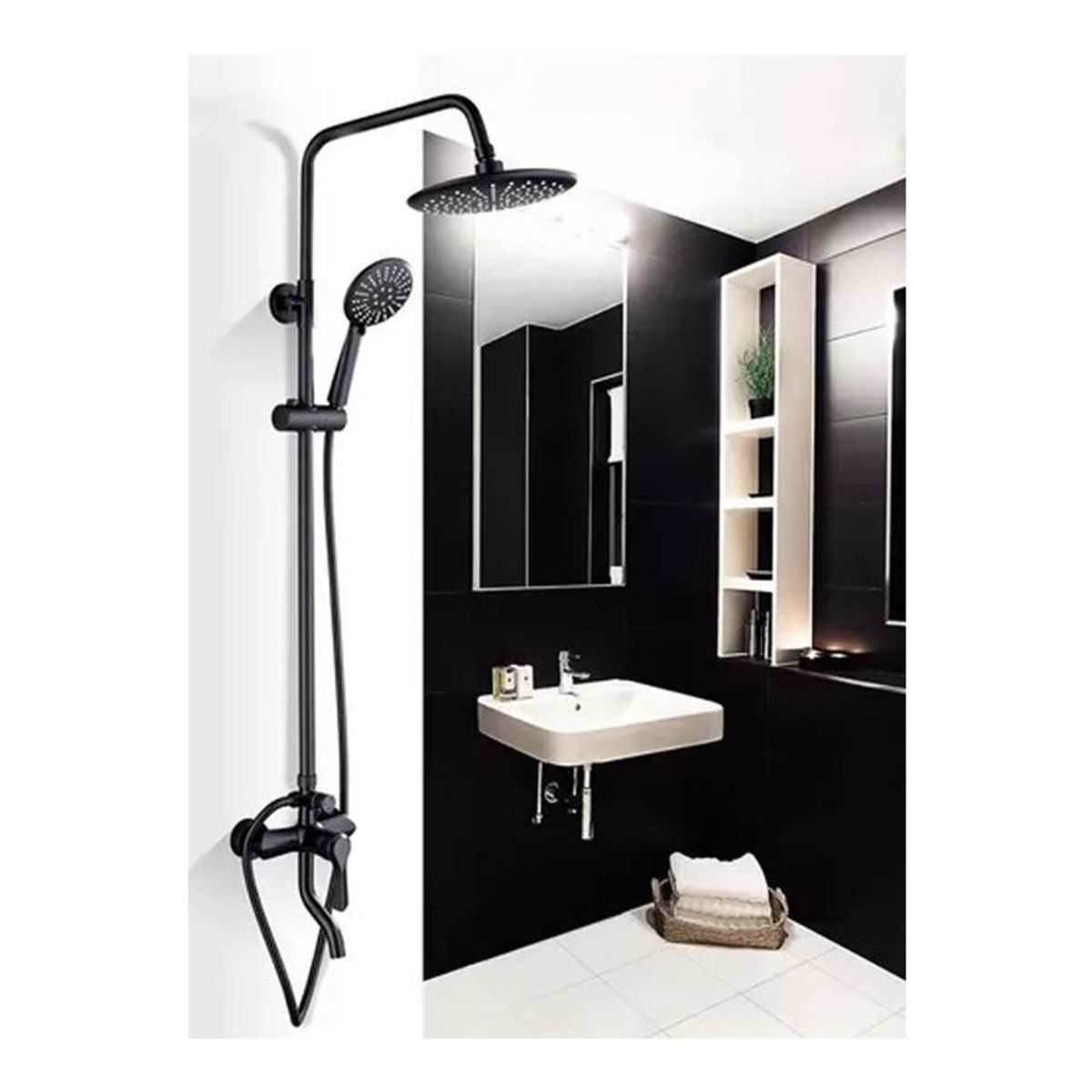 DETODOYMAS - Ducha Columna Negra 2 en 1 incluye Monomando DETODOYMAS