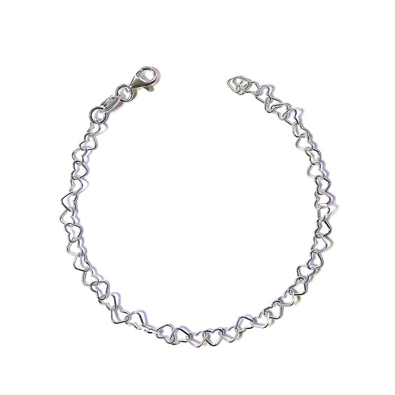 ANDREA COGGIOLA JOYAS - Pulsera Corazones Plata Fina 925