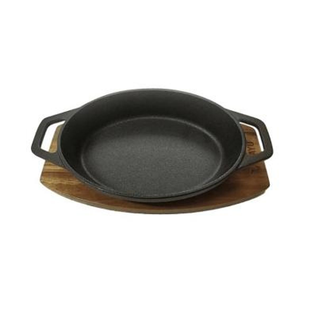 WAYU - Cacerola Hierro Fundido con Base Madera Acacia Wayu - Negro