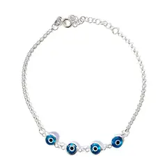 COGGIOLA - Pulsera 4 Ojos Turcos Plata Fina 925