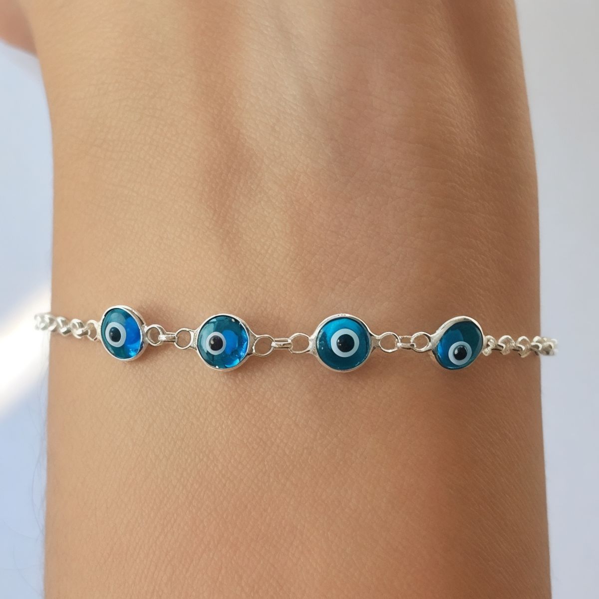 COGGIOLA - Pulsera 4 Ojos Turcos Plata Fina 925