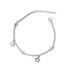 COGGIOLA - Pulsera 2 Estrellas 3 Circones Plata Fina 925.