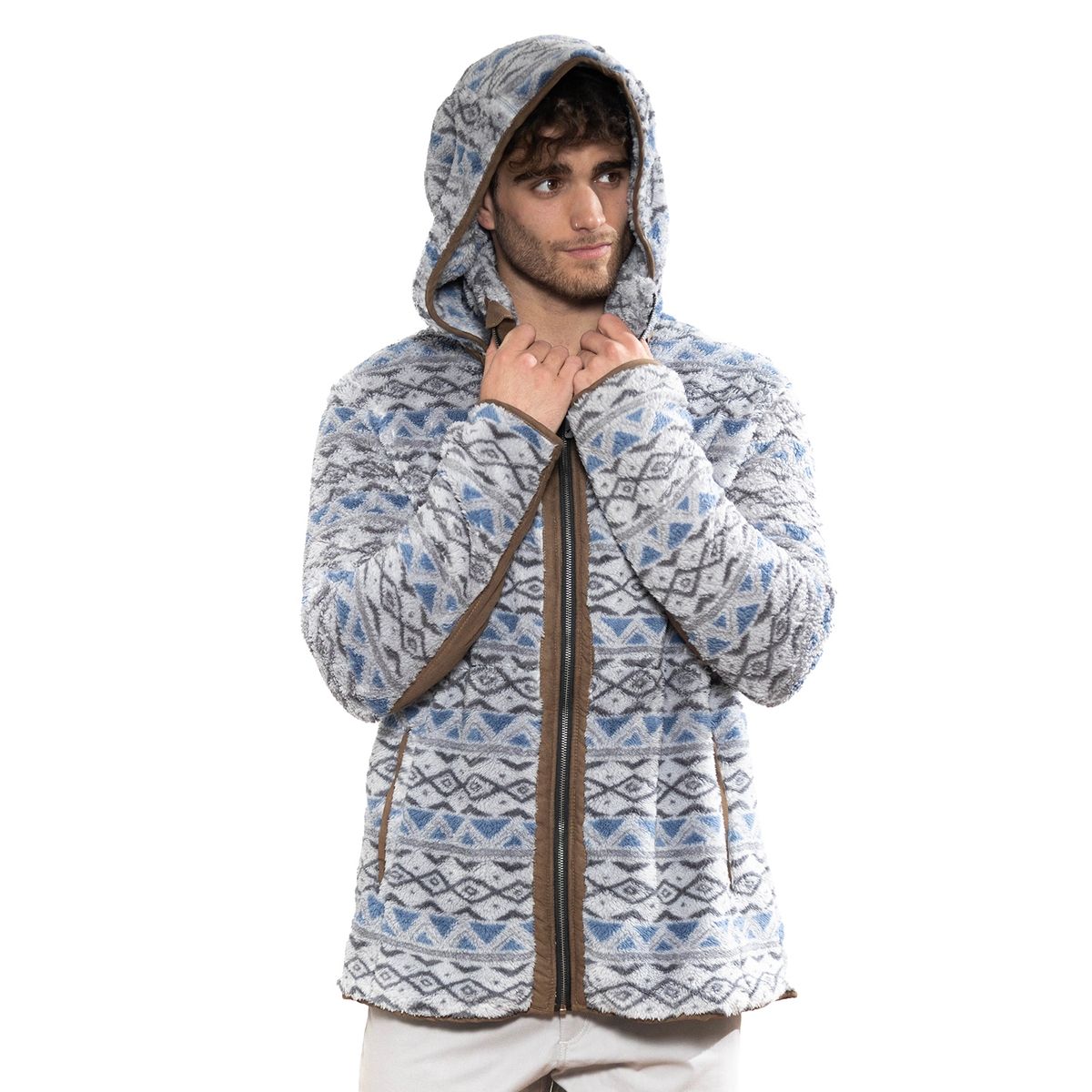 FALCONE - Chaqueta Shaggy Lander Print Azul Hombre Falcone