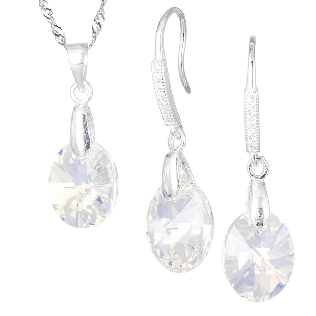 JOYAS MONTERO - Conjunto Praga Plata 925 creado con cristales de Swarovski® Aurora Boreal