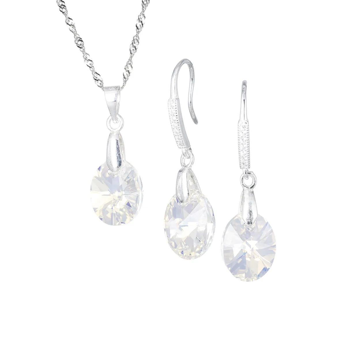 JOYAS MONTERO - Conjunto Praga Plata 925 creado con cristales de Swarovski® Aurora Boreal