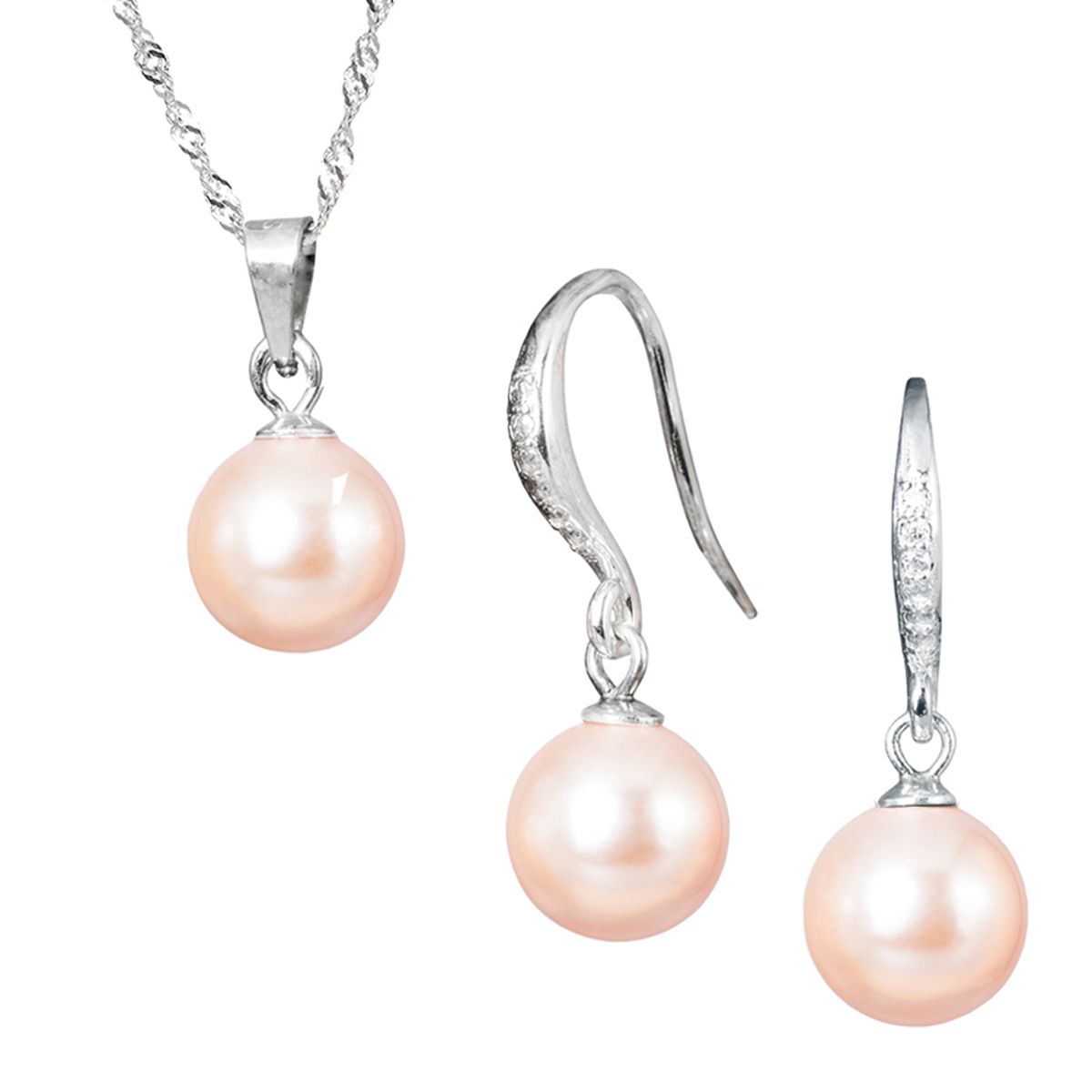 JOYAS MONTERO - Conjunto Oslo Plata 925 creado con Perlas de Swarovski® Peach