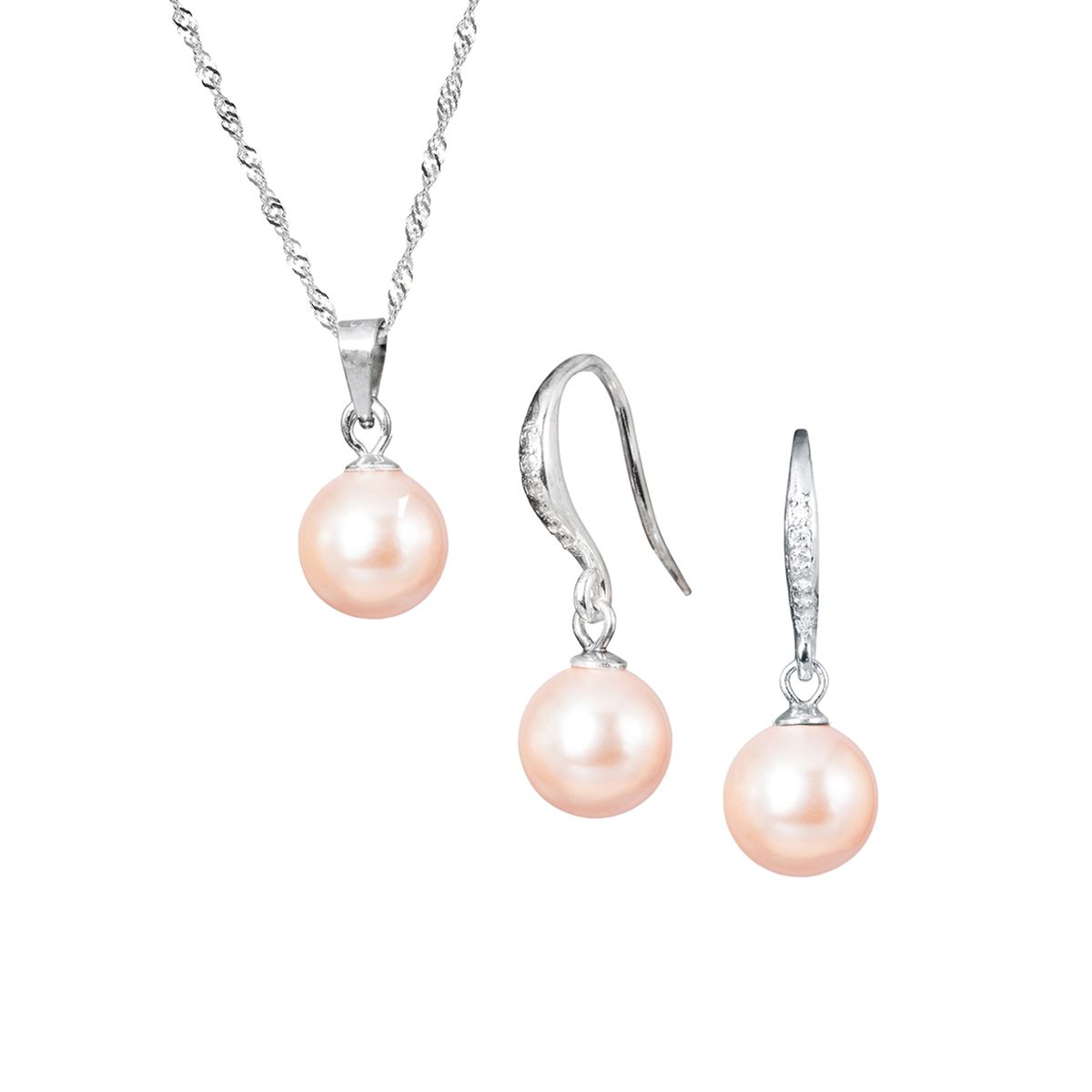 JOYAS MONTERO - Conjunto Oslo Plata 925 creado con Perlas de Swarovski® Peach