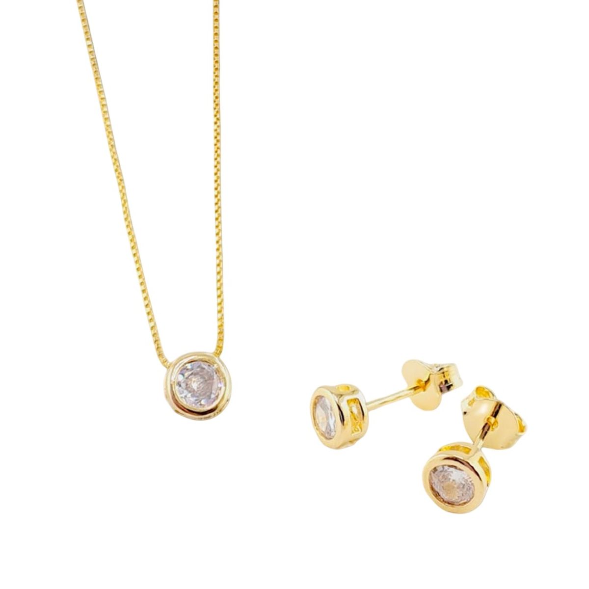 JOYAS MONTERO - Conjunto Luciana Gold Con Circon Blanco