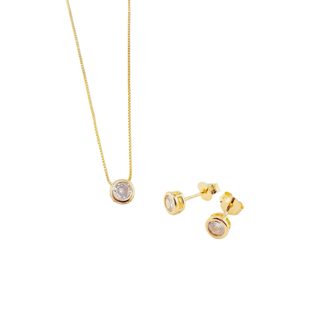 JOYAS MONTERO - Conjunto Luciana Gold Con Circon Blanco