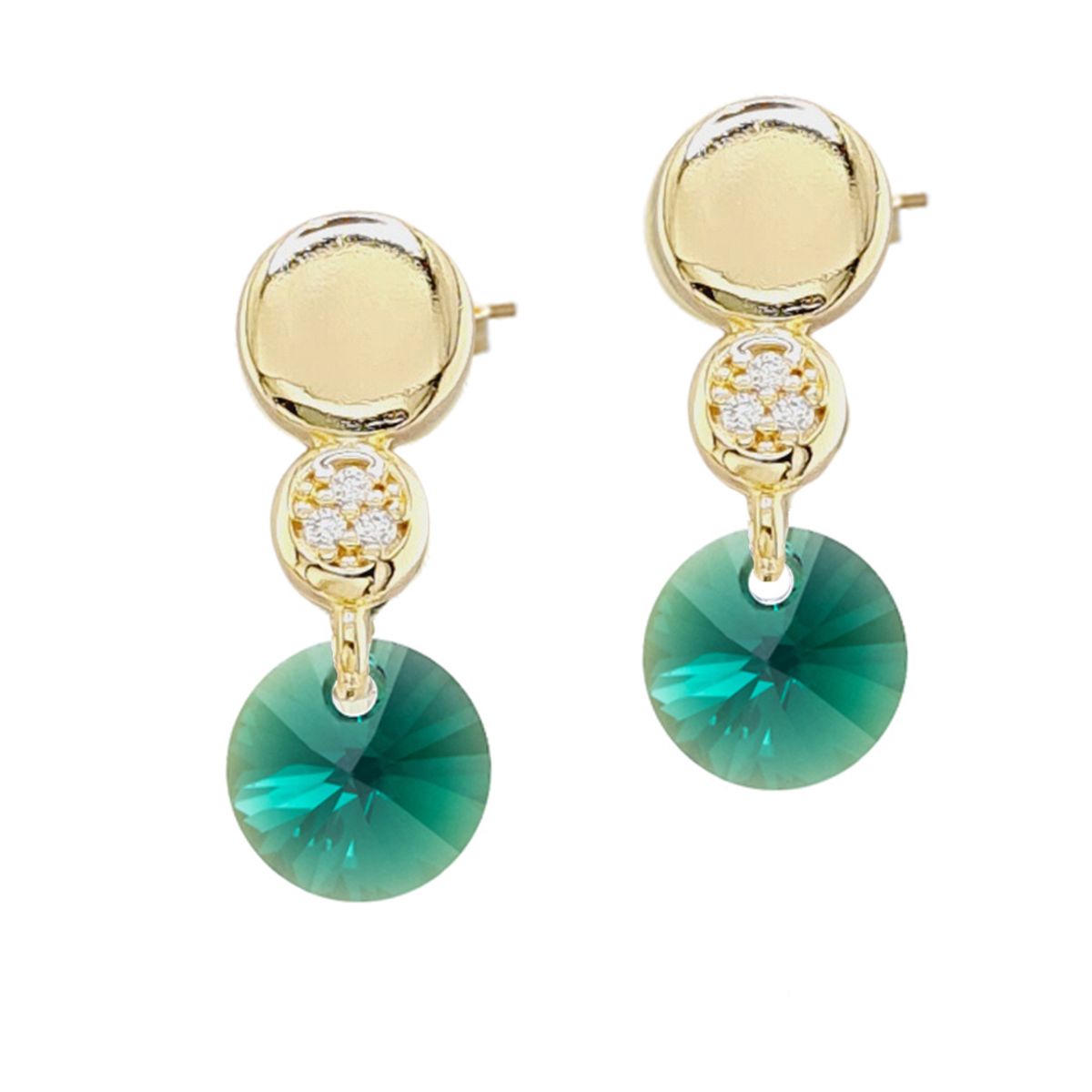 JOYAS MONTERO - Aros Punto De Luz Gold 24K creado con cristales de Swarovski® Emerald