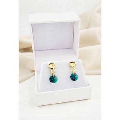 Imagen 2 del producto Aros Punto De Luz Gold 24K creado con cristales de Swarovski® Emerald