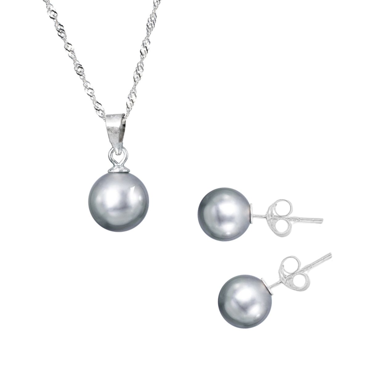 JOYAS MONTERO - Conjunto Viena Plata 925 creado con Perlas de Swarovski® Light Grey