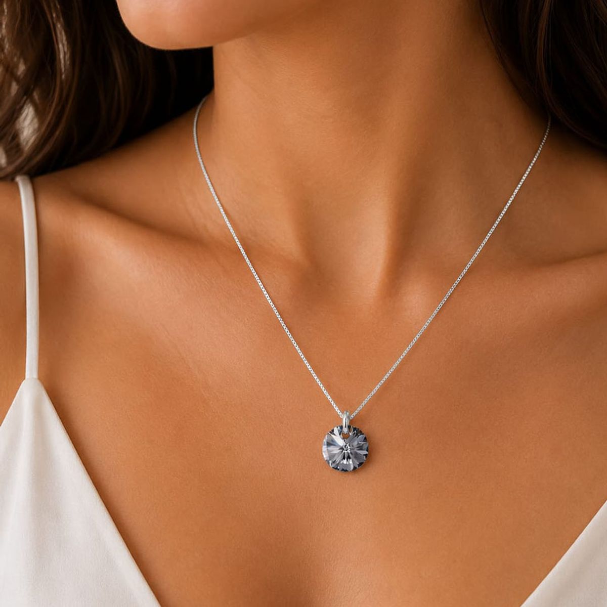 JOYAS MONTERO - Collar Punto de Luz Plata 925 creado con cristales de Swarovski® Silver Night