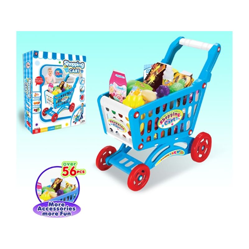 GENERICO - Carrito Supermercado Para Niños 56 Piezas Azul Accesorios