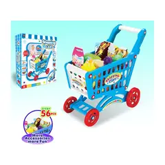 GENERICO - Carrito Supermercado Para Niños 56 Piezas Azul Accesorios