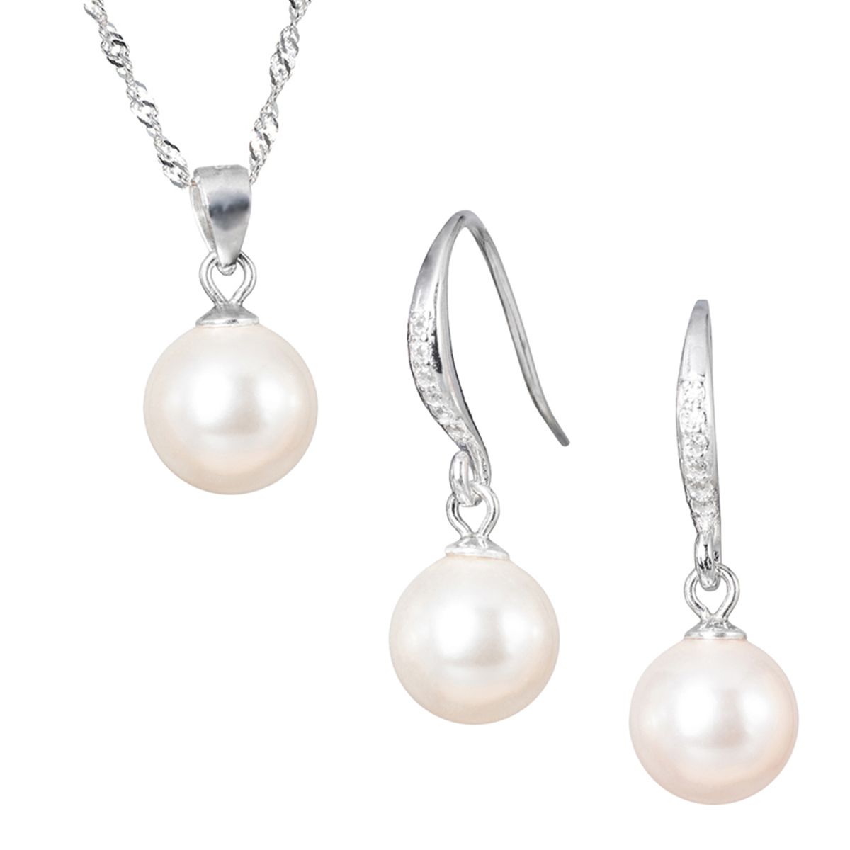 JOYAS MONTERO - Conjunto Oslo Plata 925 creado con perlas de Swarovski® Cream