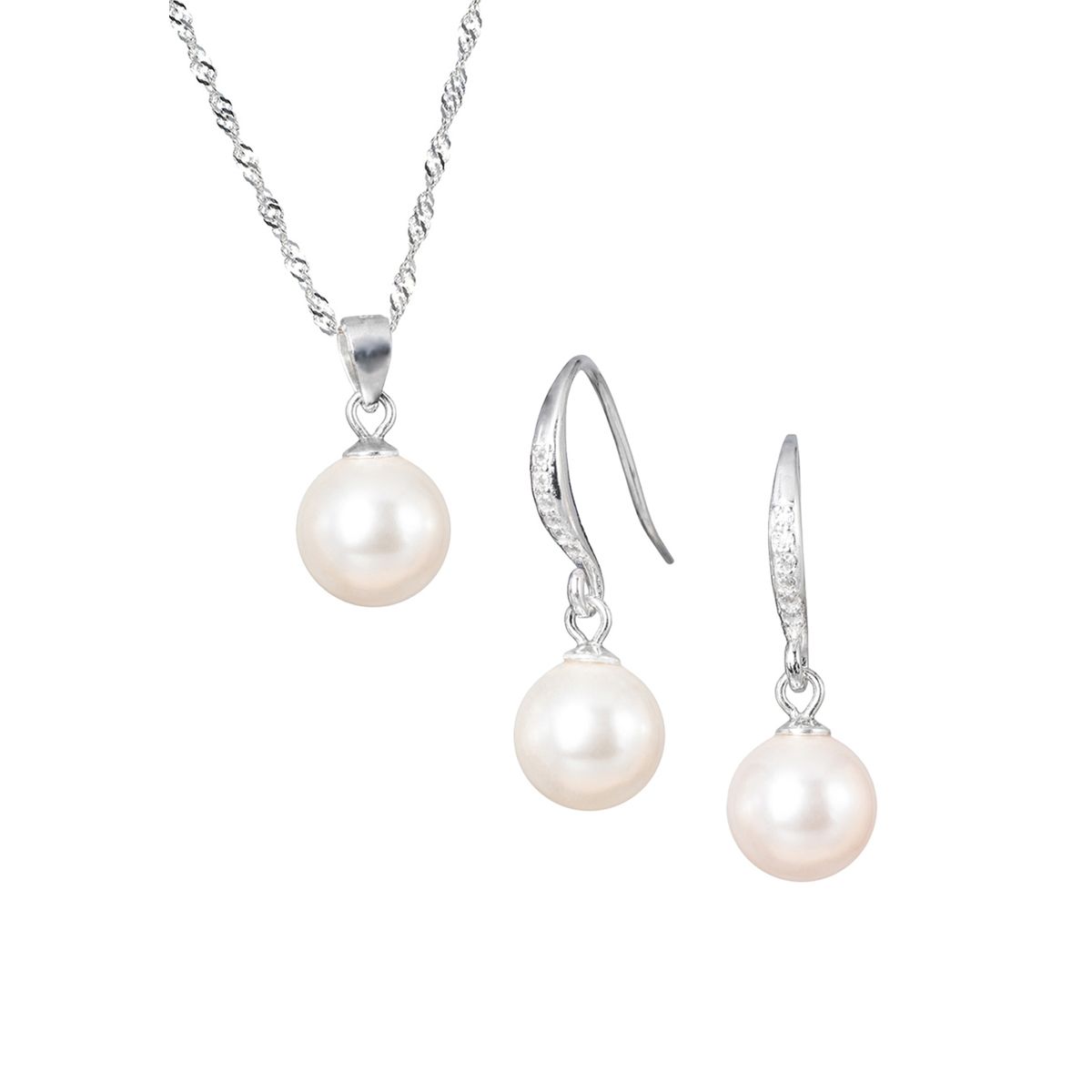 JOYAS MONTERO - Conjunto Oslo Plata 925 creado con perlas de Swarovski® Cream