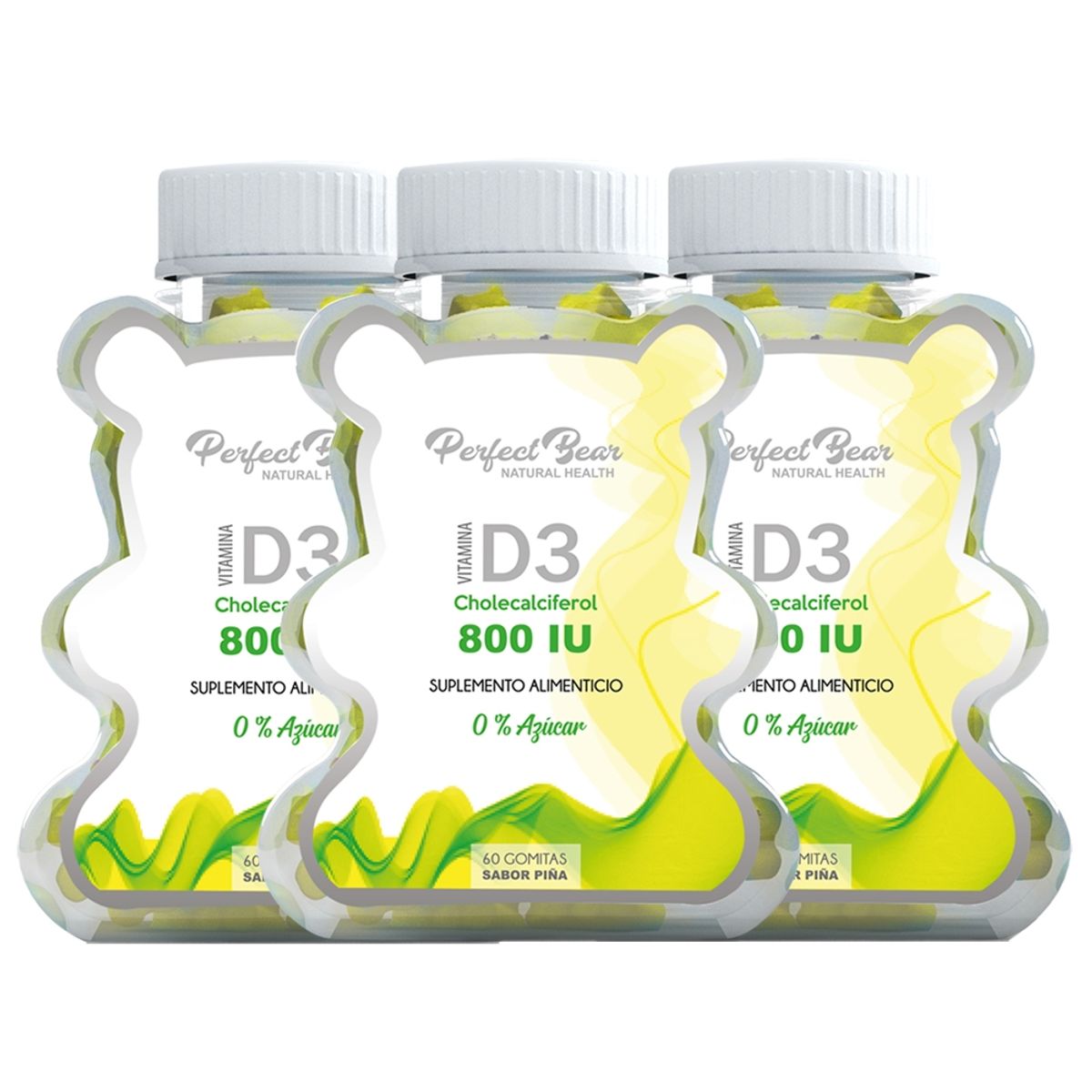Perfect Bear - Vitamina D3- 800 IU- Gomitas Sin Azúcar 3 MESES