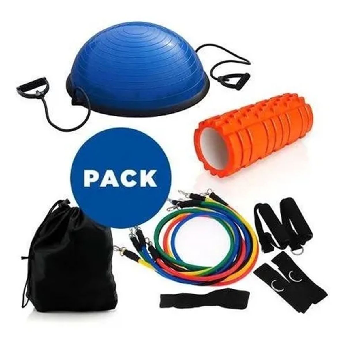 SDFIT - Pack Bosu + Foam Roller Abs 34 Cm + Kit Bandas Elást 11 Pcs