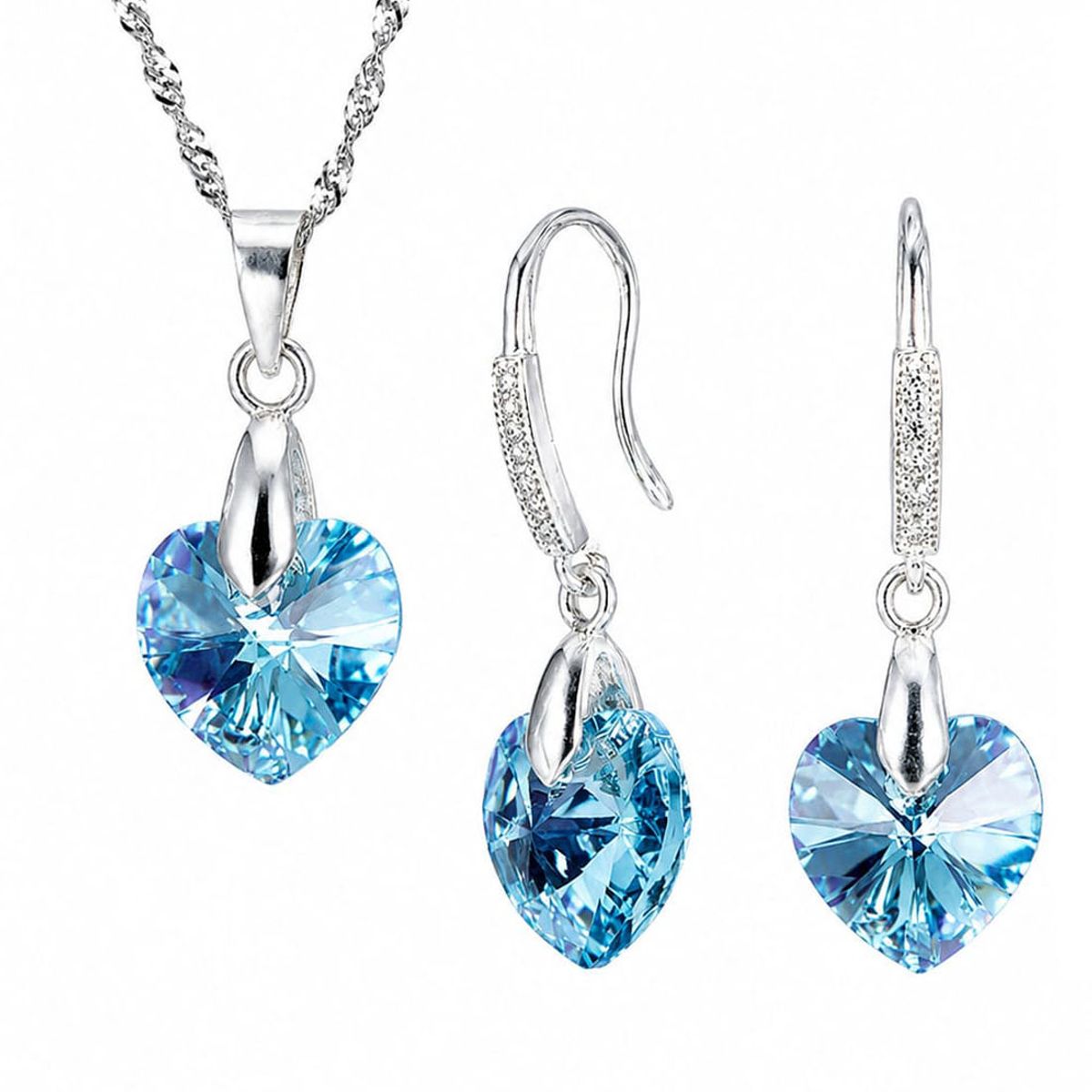 JOYAS MONTERO - Conjunto Romance Plata 925 creado con cristales de Swarovski® Aquamarine