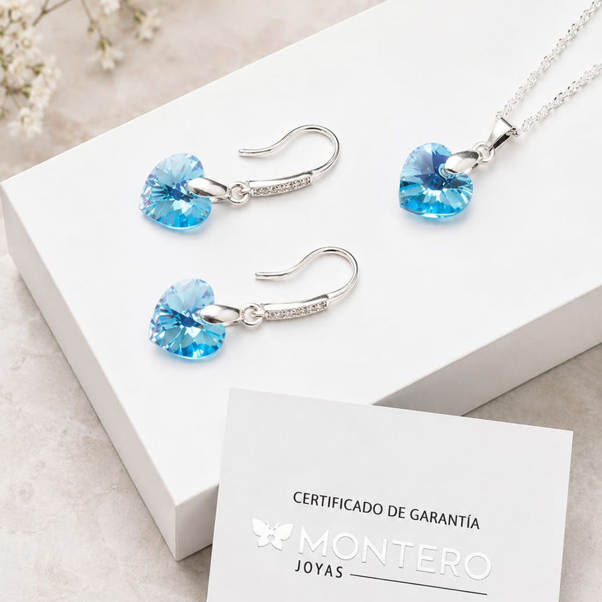 JOYAS MONTERO - Conjunto Romance Plata 925 creado con cristales de Swarovski® Aquamarine