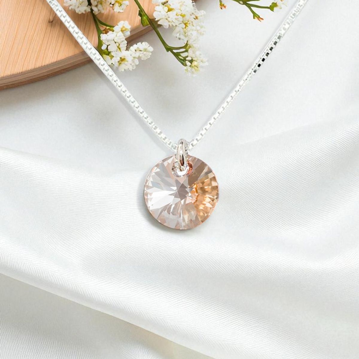 JOYAS MONTERO - Collar Punto De Luz Plata 925 creado con cristales de Swarovski® Golden Shadow