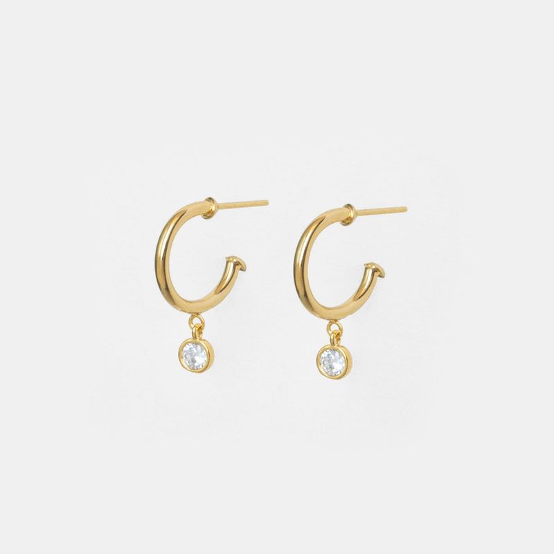 PSK JOYAS - Argolla mujer enchape oro 18kt circon psk Chic Flo
