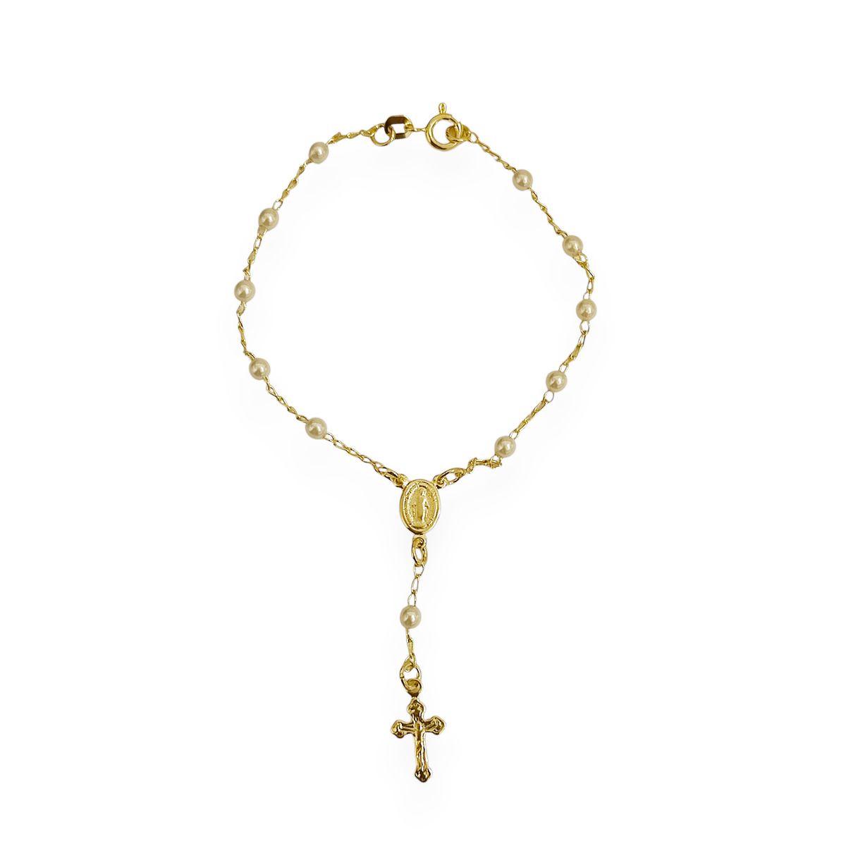 COGGIOLA - Pulsera Denario Perlas Enchapado Oro 18K
