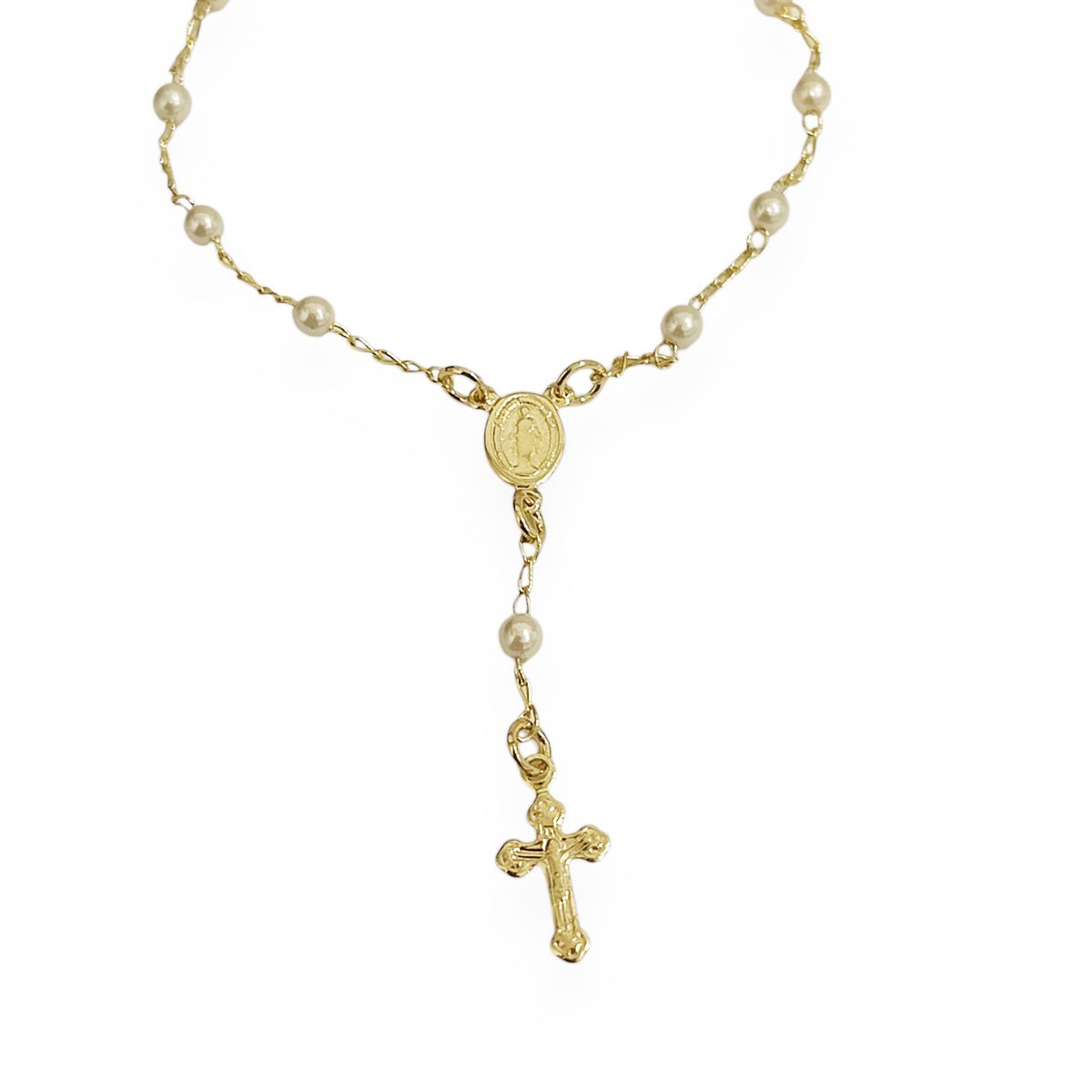 COGGIOLA - Pulsera Denario Perlas Enchapado Oro 18K