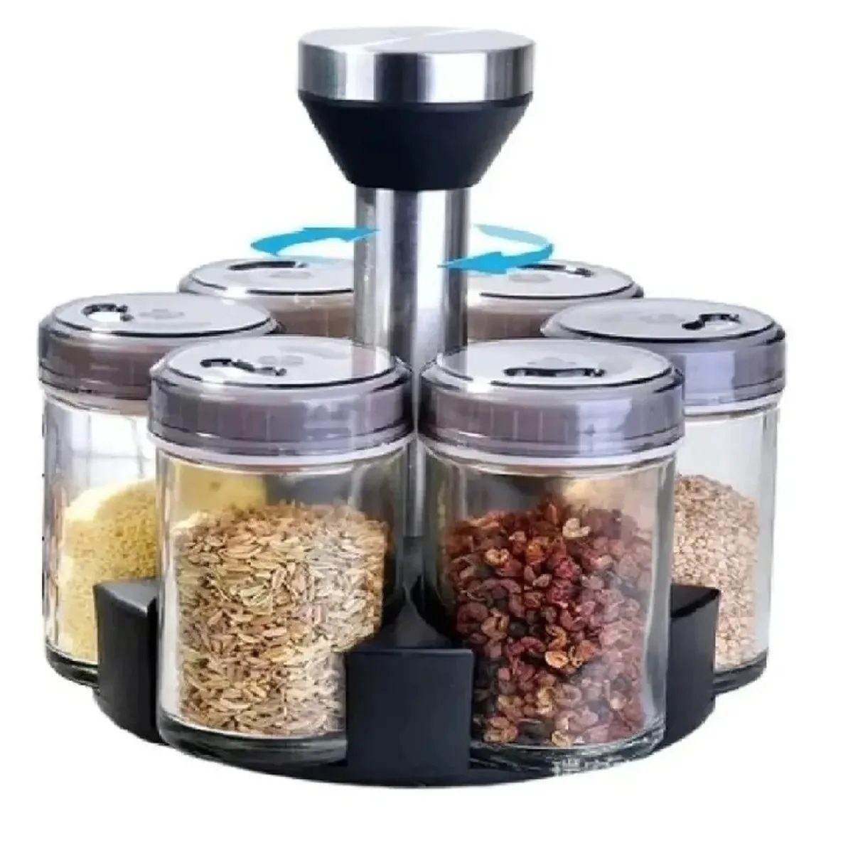 GENERICO - Set Condimentero Vidrio Giratorio Cocina Especiero Premium