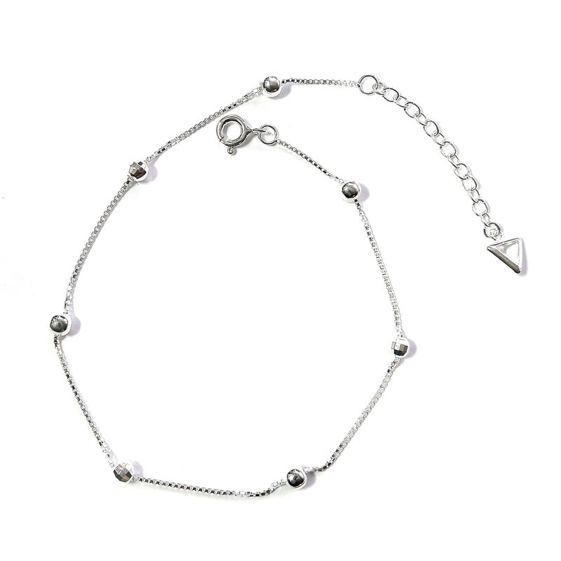 ANDREA COGGIOLA JOYAS - Tobillera Bolas Triangulo Circón Plata Fina 925