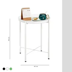 EDEN - Mesa de Apoyo Auxiliar Circular Multiuso Metalik - BLANCO