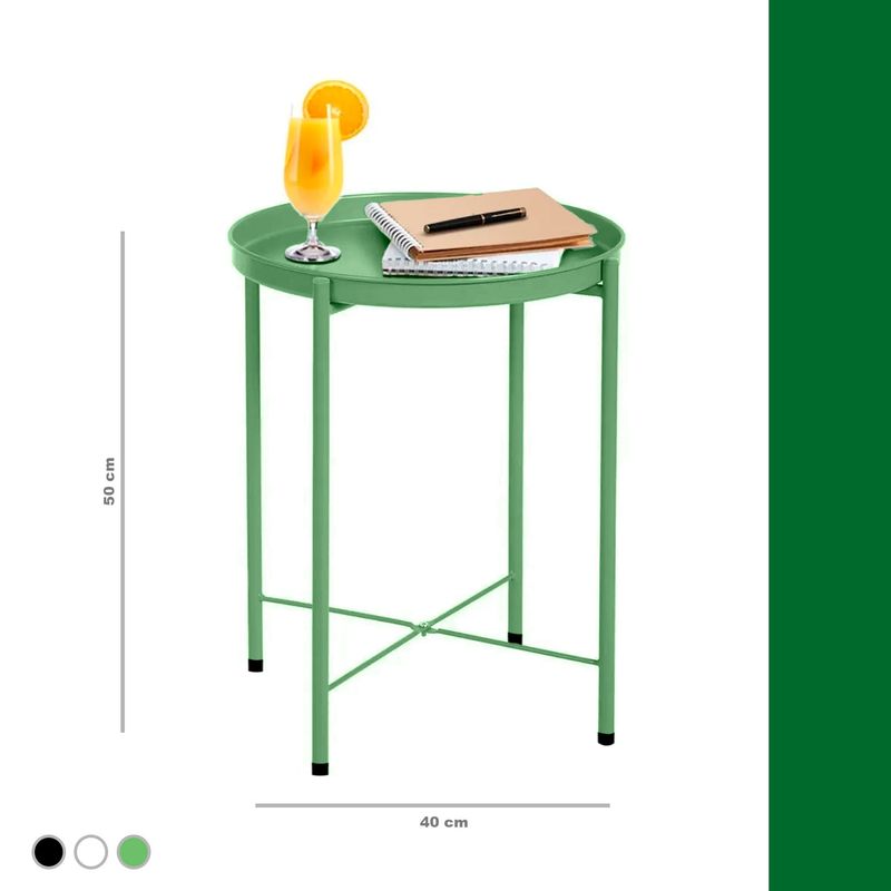 EDEN - Mesa de Apoyo Auxiliar Circular Multiuso Metalik - VERDE MUSGO