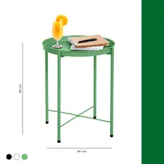 EDEN - Mesa de Apoyo Auxiliar Circular Multiuso Metalik - VERDE MUSGO