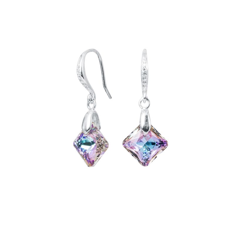 JOYAS MONTERO - Aros Cristina Plata Italiana 925 y Cristales Genuinos Vitral Light